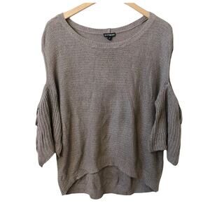 Express Women's Knit Cold Shoulder 3/4 Sleeve Sweater Top Taupe Size XS Y2K